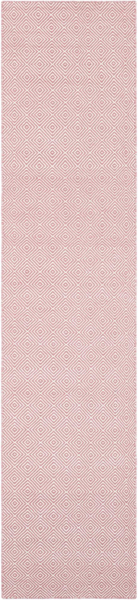 Pink 2' 7 x 12' Geo Trellis Flatweave Runner Area Rug 80% Wool & 20% Cotton Natural Geometric Carpet for Living, Office, Dining, Dorms for Sale at Rug Engine