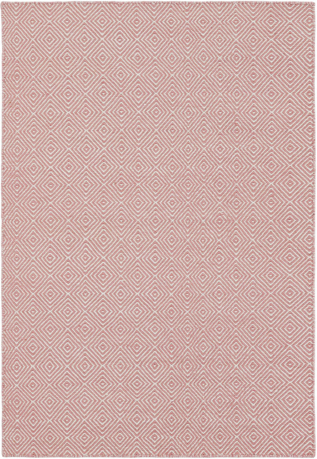 Pink 4' 1 x 6' 1 Geo Trellis Flatweave Rectangle Area Rug 80% Wool & 20% Cotton Natural Geometric Carpet for Living, Office, Dining, Dorms for Sale at Rug Engine