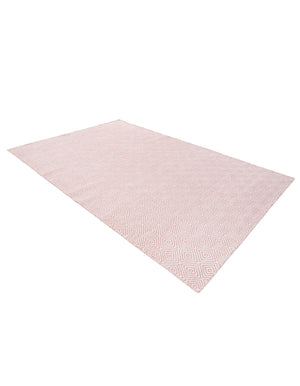 Pink 5' 1 x 8' Geo Trellis Flatweave Rectangle Area Rug 80% Wool & 20% Cotton Natural Geometric Carpet for Living, Office, Dining, Dorms for Sale at Rug Engine
