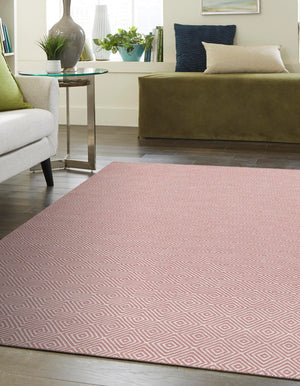 Pink 10' x 14' 1 Geo Trellis Flatweave Rectangle Area Rug 80% Wool & 20% Cotton Natural Geometric Carpet for Living, Office, Dining, Dorms for Sale at Rug Engine