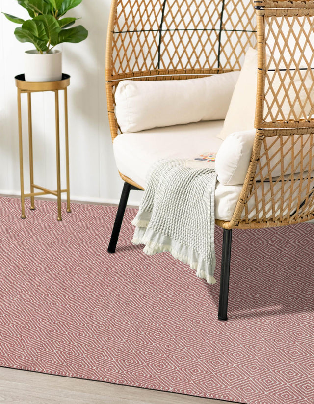 Pink 10' x 14' 1 Geo Trellis Flatweave Rectangle Area Rug 80% Wool & 20% Cotton Natural Geometric Carpet for Living, Office, Dining, Dorms for Sale at Rug Engine