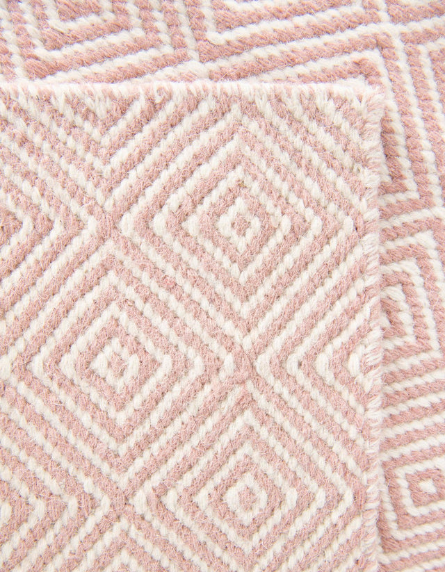 Pink 6' 1 x 9' Geo Trellis Flatweave Rectangle Area Rug 80% Wool & 20% Cotton Natural Geometric Carpet for Living, Office, Dining, Dorms for Sale at Rug Engine
