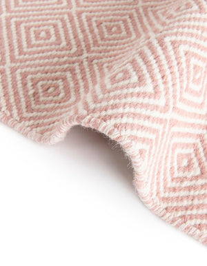 Pink 7' 10 x 10' Geo Trellis Flatweave Rectangle Area Rug 80% Wool & 20% Cotton Natural Geometric Carpet for Living, Office, Dining, Dorms for Sale at Rug Engine