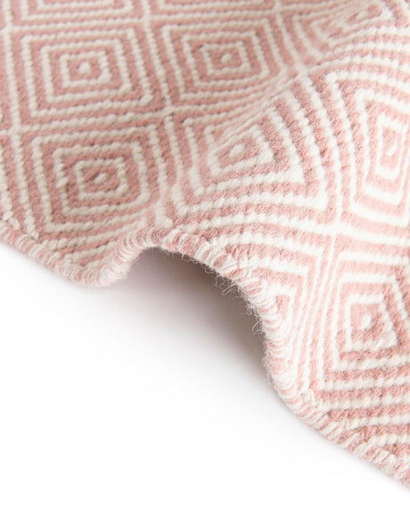 Pink 7' 10 x 10' Geo Trellis Flatweave Rectangle Area Rug 80% Wool & 20% Cotton Natural Geometric Carpet for Living, Office, Dining, Dorms for Sale at Rug Engine