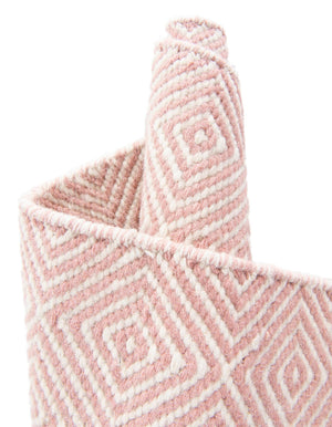Pink 6' 1 x 9' Geo Trellis Flatweave Rectangle Area Rug 80% Wool & 20% Cotton Natural Geometric Carpet for Living, Office, Dining, Dorms for Sale at Rug Engine