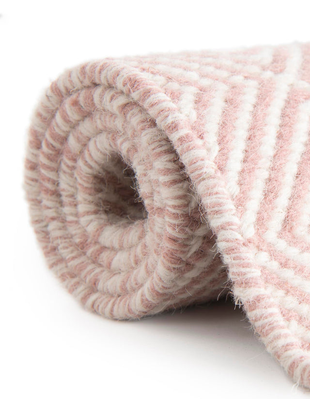 Pink 7' 10 x 10' Geo Trellis Flatweave Rectangle Area Rug 80% Wool & 20% Cotton Natural Geometric Carpet for Living, Office, Dining, Dorms for Sale at Rug Engine