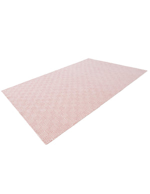 Pink 5' 1 x 8' Geo Trellis Flatweave Rectangle Area Rug 80% Wool & 20% Cotton Natural Geometric Carpet for Living, Office, Dining, Dorms for Sale at Rug Engine