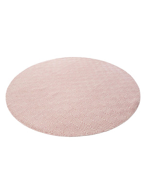 Pink 6' 1 x 6' 1 Geo Trellis Flatweave Round Area Rug 80% Wool & 20% Cotton Natural Geometric Carpet for Living, Office, Dining, Dorms for Sale at Rug Engine