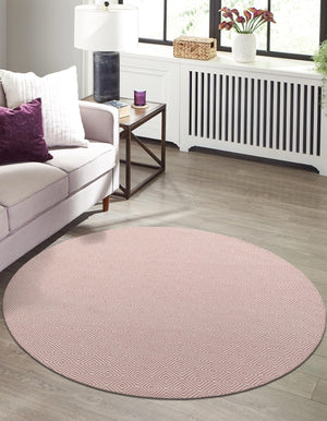 Pink 3' 1 x 3' 1 Geo Trellis Flatweave Round Area Rug 80% Wool & 20% Cotton Natural Geometric Carpet for Living, Office, Dining, Dorms for Sale at Rug Engine