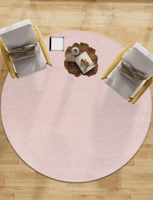 Pink 3' 1 x 3' 1 Geo Trellis Flatweave Round Area Rug 80% Wool & 20% Cotton Natural Geometric Carpet for Living, Office, Dining, Dorms for Sale at Rug Engine