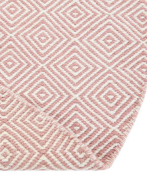Pink 3' 1 x 3' 1 Geo Trellis Flatweave Round Area Rug 80% Wool & 20% Cotton Natural Geometric Carpet for Living, Office, Dining, Dorms for Sale at Rug Engine