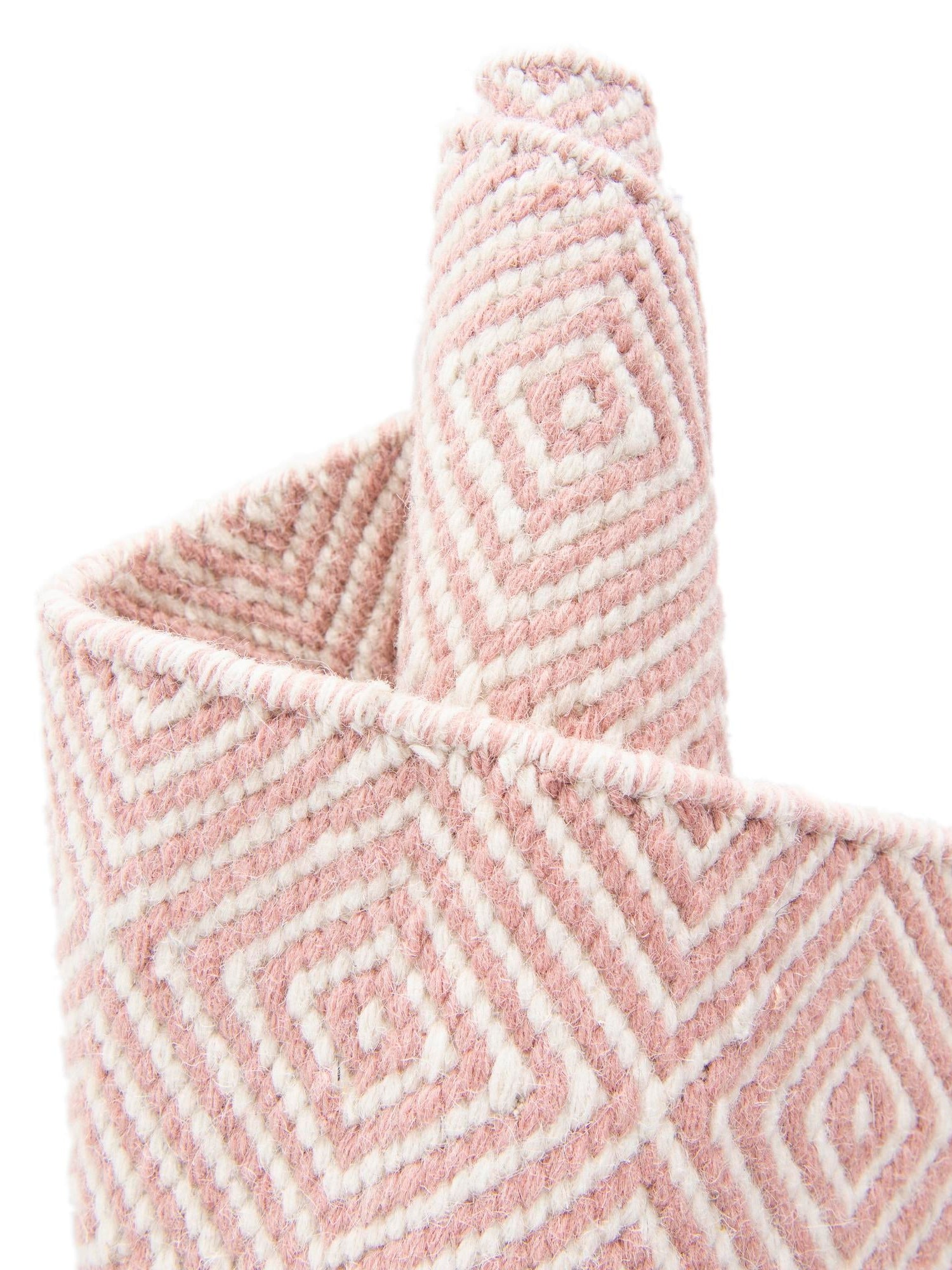Pink 3' 1 x 3' 1 Geo Trellis Flatweave Round Area Rug 80% Wool & 20% Cotton Natural Geometric Carpet for Living, Office, Dining, Dorms for Sale at Rug Engine