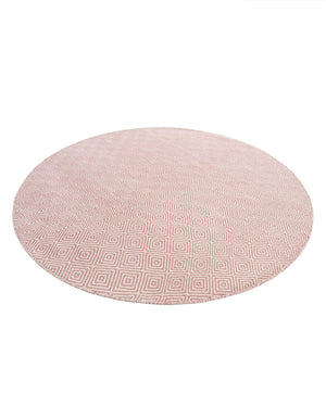 Pink 6' 1 x 6' 1 Geo Trellis Flatweave Round Area Rug 80% Wool & 20% Cotton Natural Geometric Carpet for Living, Office, Dining, Dorms for Sale at Rug Engine