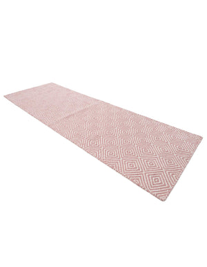 Pink 2' x 6' 1 Geo Trellis Flatweave Runner Area Rug 80% Wool & 20% Cotton Natural Geometric Carpet for Living, Office, Dining, Dorms for Sale at Rug Engine