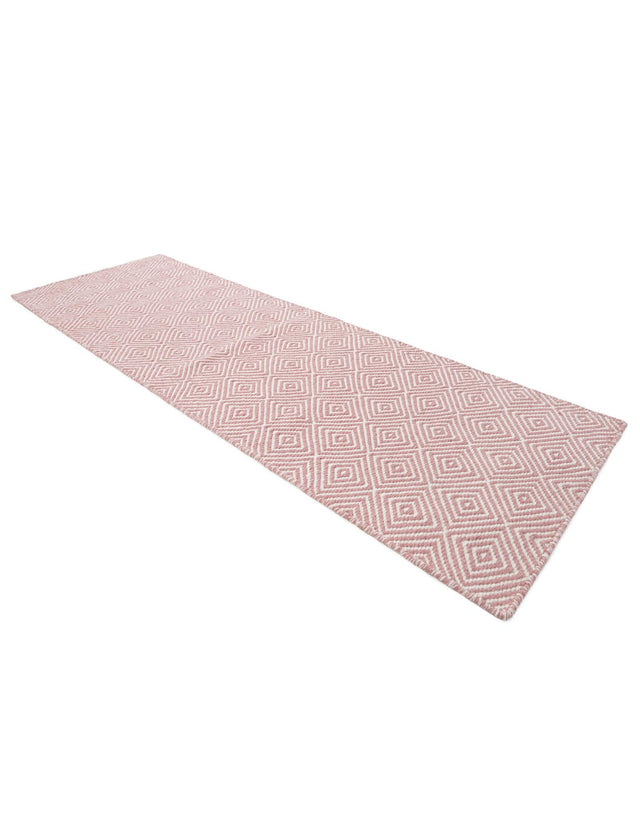 Pink 2' x 6' 1 Geo Trellis Flatweave Runner Area Rug 80% Wool & 20% Cotton Natural Geometric Carpet for Living, Office, Dining, Dorms for Sale at Rug Engine