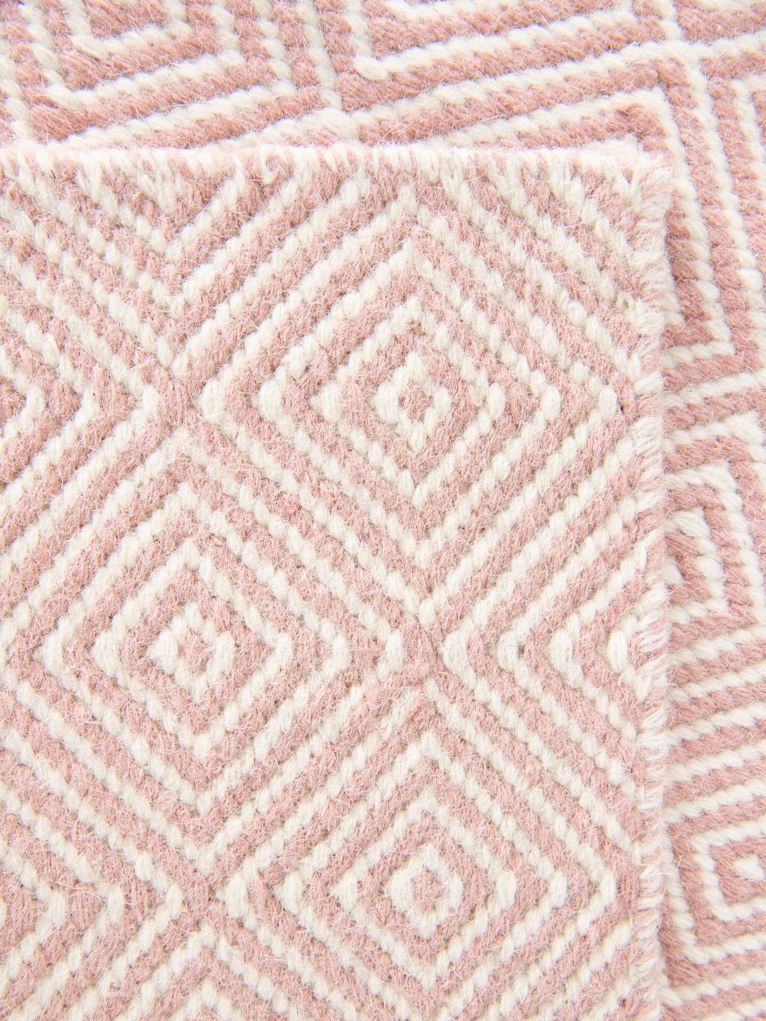 Pink 2' x 8' Geo Trellis Flatweave Runner Area Rug 80% Wool & 20% Cotton Natural Geometric Carpet for Living, Office, Dining, Dorms for Sale at Rug Engine