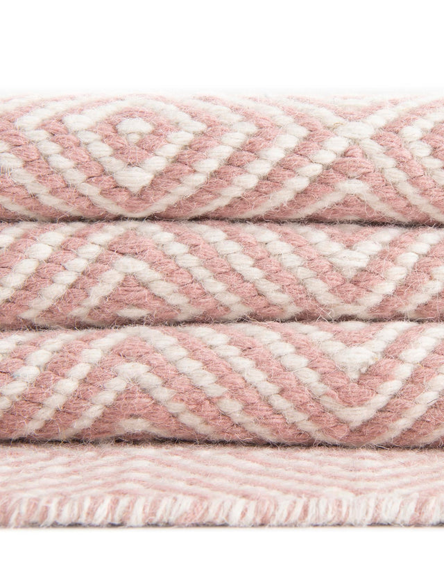 Pink 2' x 8' Geo Trellis Flatweave Runner Area Rug 80% Wool & 20% Cotton Natural Geometric Carpet for Living, Office, Dining, Dorms for Sale at Rug Engine
