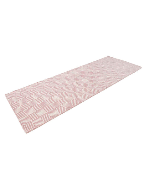 Pink 2' x 6' 1 Geo Trellis Flatweave Runner Area Rug 80% Wool & 20% Cotton Natural Geometric Carpet for Living, Office, Dining, Dorms for Sale at Rug Engine