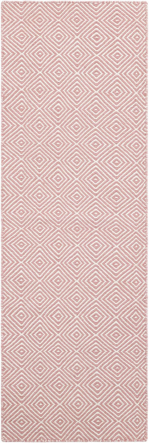 Pink 2' x 6' 1 Geo Trellis Flatweave Runner Area Rug 80% Wool & 20% Cotton Natural Geometric Carpet for Living, Office, Dining, Dorms for Sale at Rug Engine