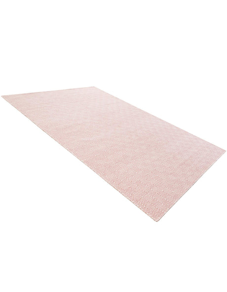 Pink 6' 1 x 9' Geo Trellis Flatweave Rectangle Area Rug 80% Wool & 20% Cotton Natural Geometric Carpet for Living, Office, Dining, Dorms for Sale at Rug Engine