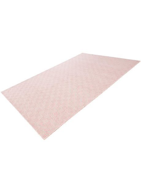 Pink 6' 1 x 9' Geo Trellis Flatweave Rectangle Area Rug 80% Wool & 20% Cotton Natural Geometric Carpet for Living, Office, Dining, Dorms for Sale at Rug Engine