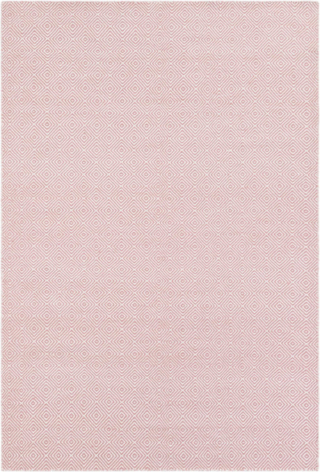 Pink 6' 1 x 9' Geo Trellis Flatweave Rectangle Area Rug 80% Wool & 20% Cotton Natural Geometric Carpet for Living, Office, Dining, Dorms for Sale at Rug Engine