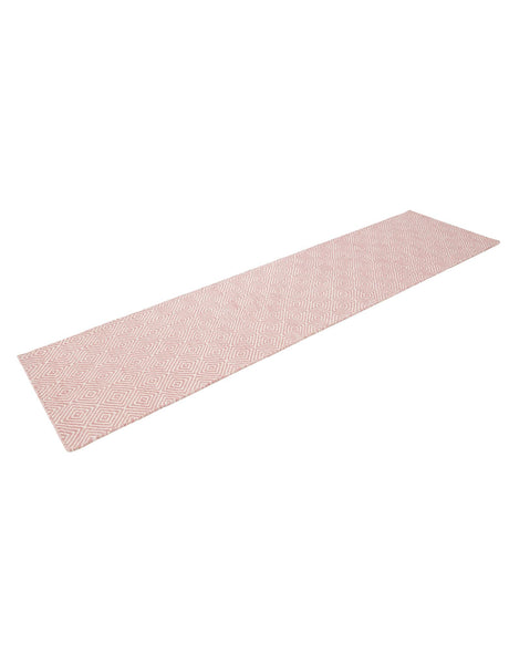 Pink 2' x 8' Geo Trellis Flatweave Runner Area Rug 80% Wool & 20% Cotton Natural Geometric Carpet for Living, Office, Dining, Dorms for Sale at Rug Engine