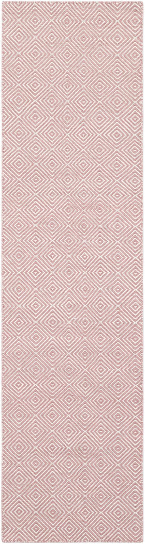 Pink 2' x 8' Geo Trellis Flatweave Runner Area Rug 80% Wool & 20% Cotton Natural Geometric Carpet for Living, Office, Dining, Dorms for Sale at Rug Engine