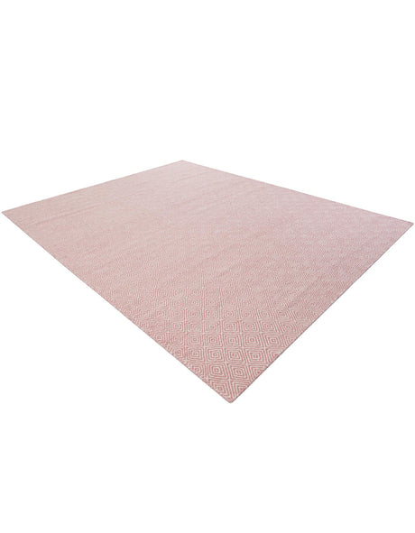 Pink 7' 10 x 10' Geo Trellis Flatweave Rectangle Area Rug 80% Wool & 20% Cotton Natural Geometric Carpet for Living, Office, Dining, Dorms for Sale at Rug Engine