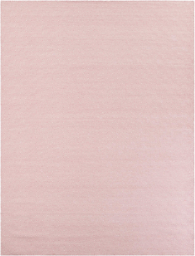 Pink 9' x 12' Geo Trellis Flatweave Rectangle Area Rug 80% Wool & 20% Cotton Natural Geometric Carpet for Living, Office, Dining, Dorms for Sale at Rug Engine