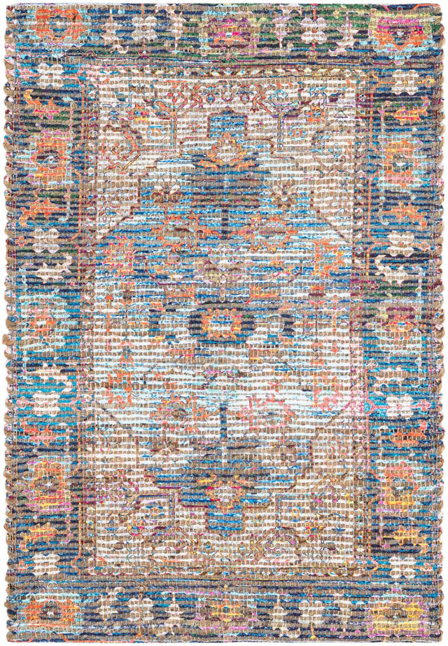 Multicolor 2' x 3' 1 Chenille Jute Rectangle Area Rug Vintage Distressed Boho All Natural Eco-Friendly Sustainable Carpet for Living Dining Office Dorm Rooms for Sale at Rug Engine