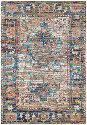 Multicolor 4' 1 x 6' 1 Chenille Jute Rectangle Area Rug Vintage Distressed Boho All Natural Eco-Friendly Sustainable Carpet for Living Dining Office Dorm Rooms for Sale at Rug Engine