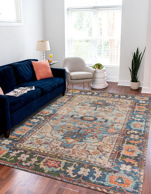 Multicolor 4' 1 x 6' 1 Chenille Jute Rectangle Area Rug Vintage Distressed Boho All Natural Eco-Friendly Sustainable Carpet for Living Dining Office Dorm Rooms for Sale at Rug Engine