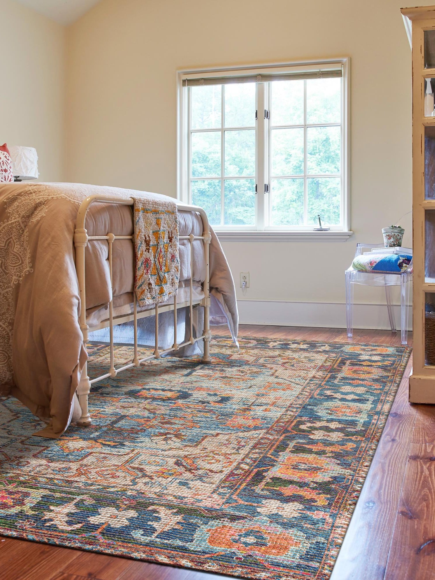 Multicolor 2' x 3' 1 Chenille Jute Rectangle Area Rug Vintage Distressed Boho All Natural Eco-Friendly Sustainable Carpet for Living Dining Office Dorm Rooms for Sale at Rug Engine
