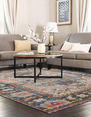 Multicolor 4' 1 x 6' 1 Chenille Jute Rectangle Area Rug Vintage Distressed Boho All Natural Eco-Friendly Sustainable Carpet for Living Dining Office Dorm Rooms for Sale at Rug Engine