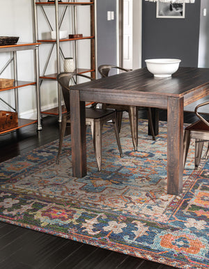 Multicolor 6' 1 x 9' Chenille Jute Rectangle Area Rug Vintage Distressed Boho All Natural Eco-Friendly Sustainable Carpet for Living Dining Office Dorm Rooms for Sale at Rug Engine