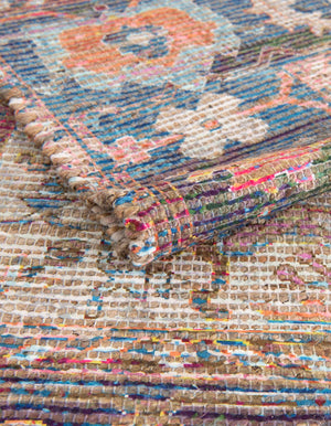 Multicolor 4' 1 x 6' 1 Chenille Jute Rectangle Area Rug Vintage Distressed Boho All Natural Eco-Friendly Sustainable Carpet for Living Dining Office Dorm Rooms for Sale at Rug Engine