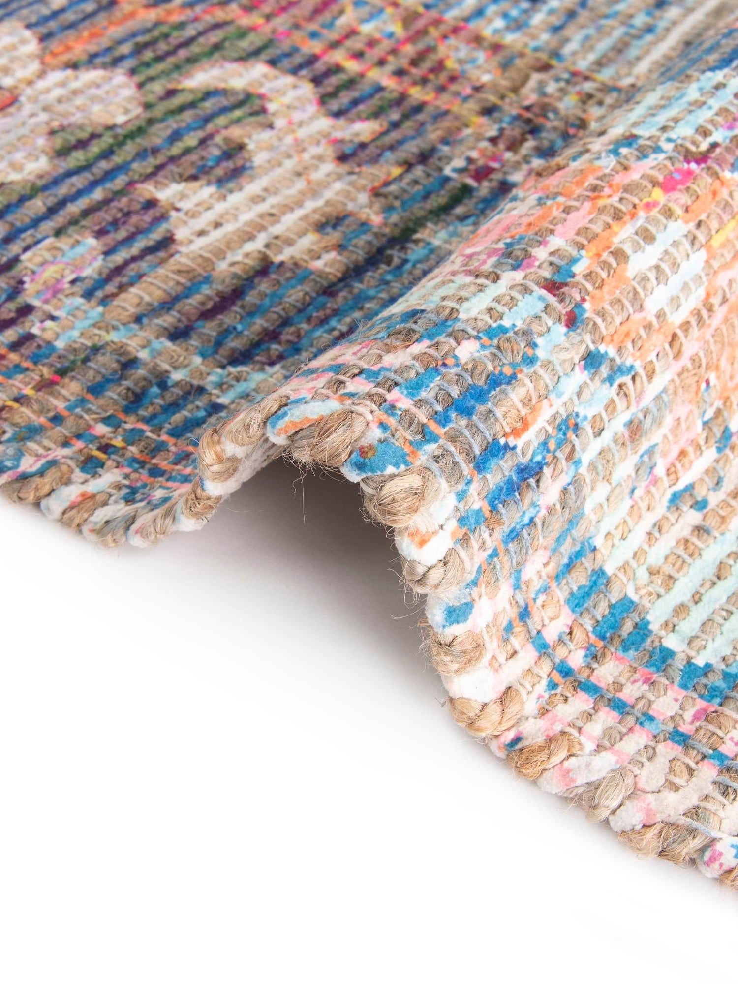 Multicolor 2' x 3' 1 Chenille Jute Rectangle Area Rug Vintage Distressed Boho All Natural Eco-Friendly Sustainable Carpet for Living Dining Office Dorm Rooms for Sale at Rug Engine