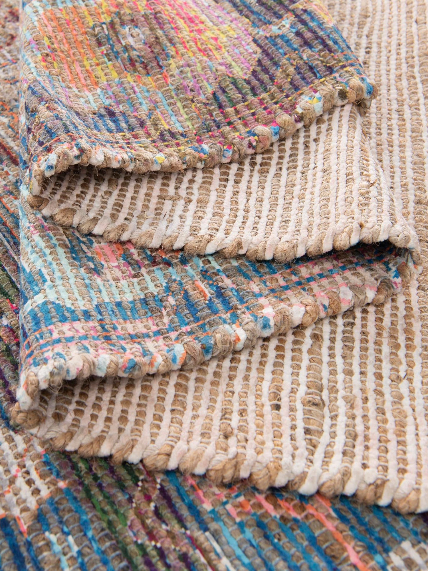 Multicolor 2' x 3' 1 Chenille Jute Rectangle Area Rug Vintage Distressed Boho All Natural Eco-Friendly Sustainable Carpet for Living Dining Office Dorm Rooms for Sale at Rug Engine