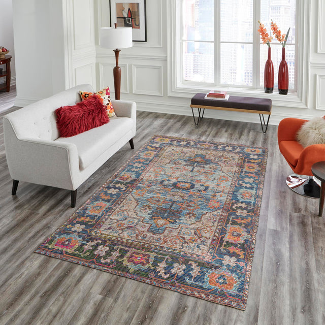 Multicolor 4' 1 x 6' 1 Chenille Jute Rectangle Area Rug Vintage Distressed Boho All Natural Eco-Friendly Sustainable Carpet for Living Dining Office Dorm Rooms for Sale at Rug Engine