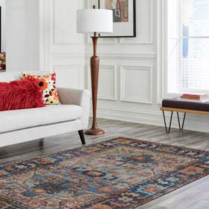 Multicolor 4' 1 x 6' 1 Chenille Jute Rectangle Area Rug Vintage Distressed Boho All Natural Eco-Friendly Sustainable Carpet for Living Dining Office Dorm Rooms for Sale at Rug Engine