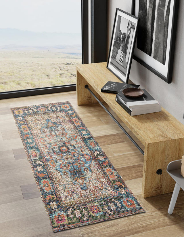 Multicolor 2' 2 x 8' Chenille Jute Runner Area Rug Vintage Distressed Boho All Natural Eco-Friendly Sustainable Carpet for Living Dining Office Dorm Rooms for Sale at Rug Engine