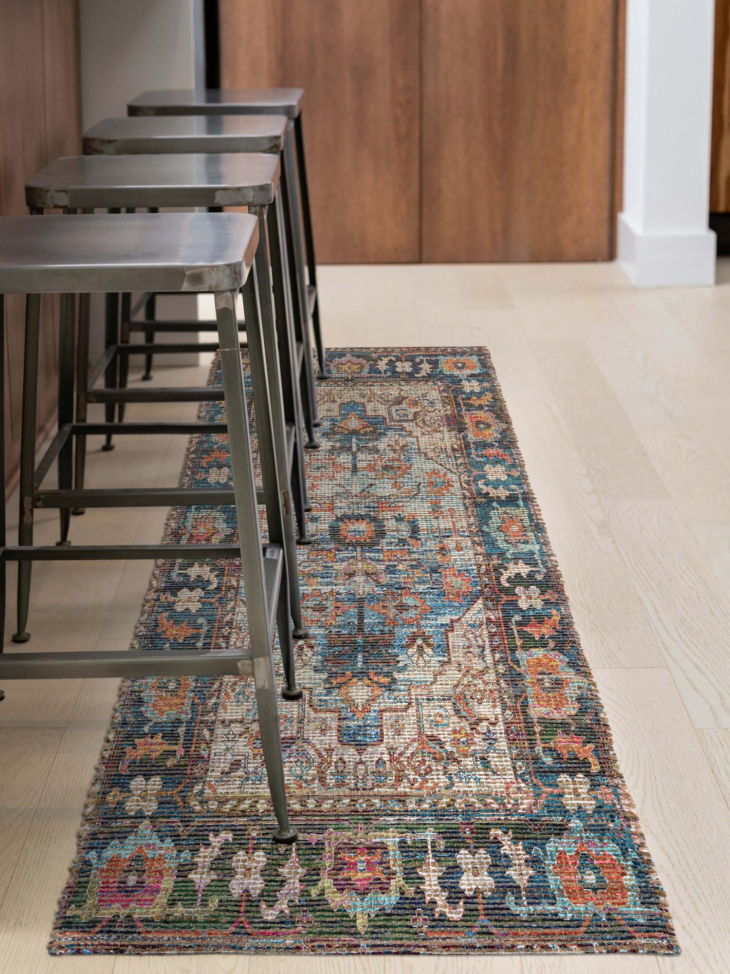 Multicolor 2' 2 x 8' Chenille Jute Runner Area Rug Vintage Distressed Boho All Natural Eco-Friendly Sustainable Carpet for Living Dining Office Dorm Rooms for Sale at Rug Engine