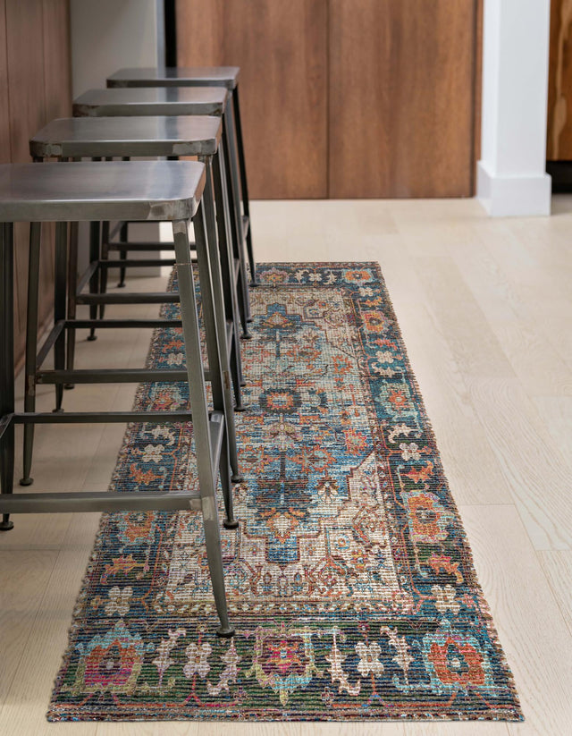Multicolor 2' 2 x 8' Chenille Jute Runner Area Rug Vintage Distressed Boho All Natural Eco-Friendly Sustainable Carpet for Living Dining Office Dorm Rooms for Sale at Rug Engine
