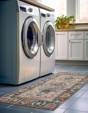 Multicolor 2' 2 x 8' Chenille Jute Runner Area Rug Vintage Distressed Boho All Natural Eco-Friendly Sustainable Carpet for Living Dining Office Dorm Rooms for Sale at Rug Engine