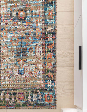 Multicolor 2' 2 x 6' 1 Chenille Jute Runner Area Rug Vintage Distressed Boho All Natural Eco-Friendly Sustainable Carpet for Living Dining Office Dorm Rooms for Sale at Rug Engine