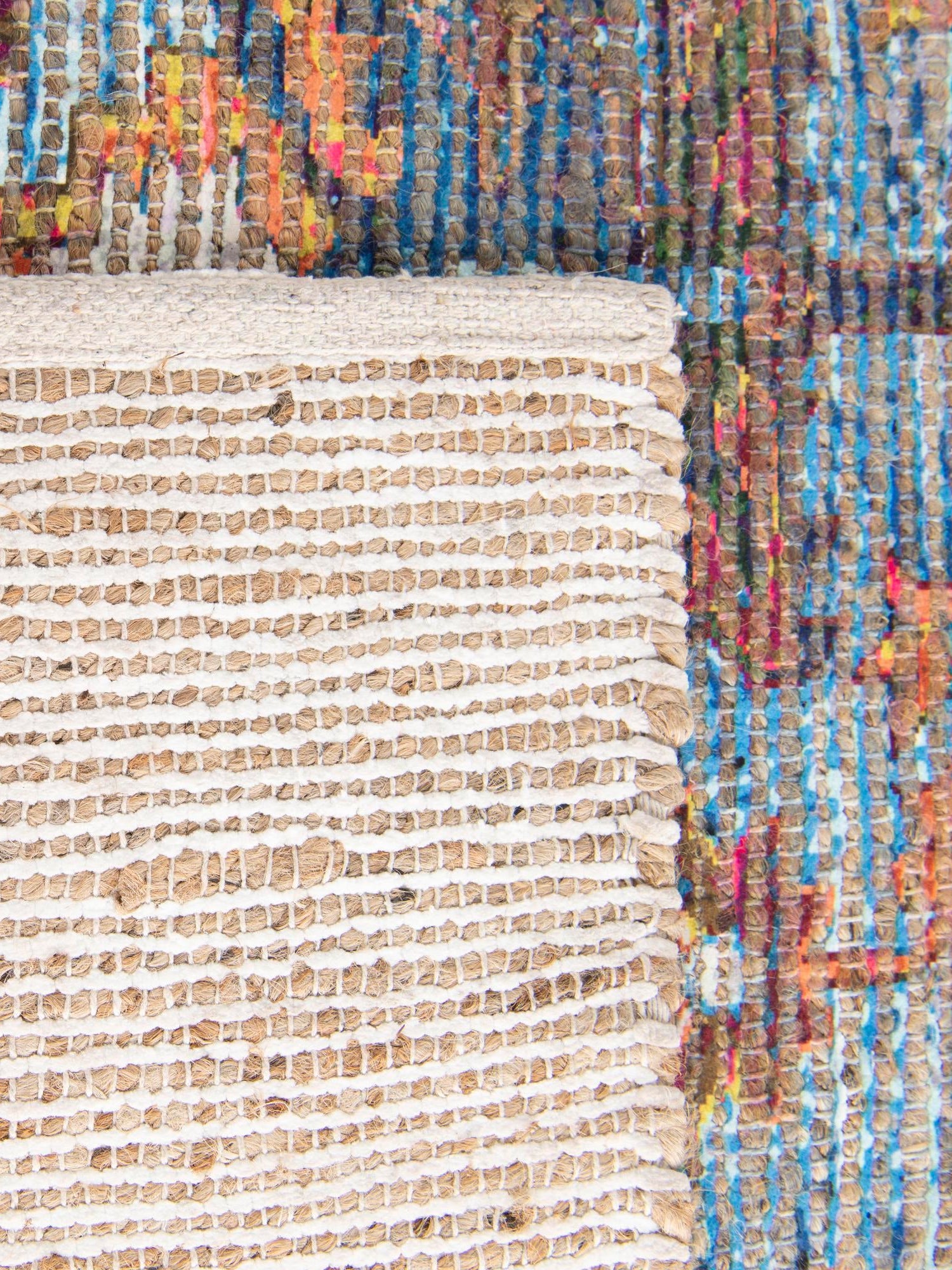 Multicolor 2' 2 x 8' Chenille Jute Runner Area Rug Vintage Distressed Boho All Natural Eco-Friendly Sustainable Carpet for Living Dining Office Dorm Rooms for Sale at Rug Engine