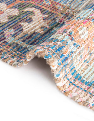 Multicolor 2' 2 x 6' 1 Chenille Jute Runner Area Rug Vintage Distressed Boho All Natural Eco-Friendly Sustainable Carpet for Living Dining Office Dorm Rooms for Sale at Rug Engine