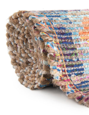 Multicolor 2' 2 x 8' Chenille Jute Runner Area Rug Vintage Distressed Boho All Natural Eco-Friendly Sustainable Carpet for Living Dining Office Dorm Rooms for Sale at Rug Engine