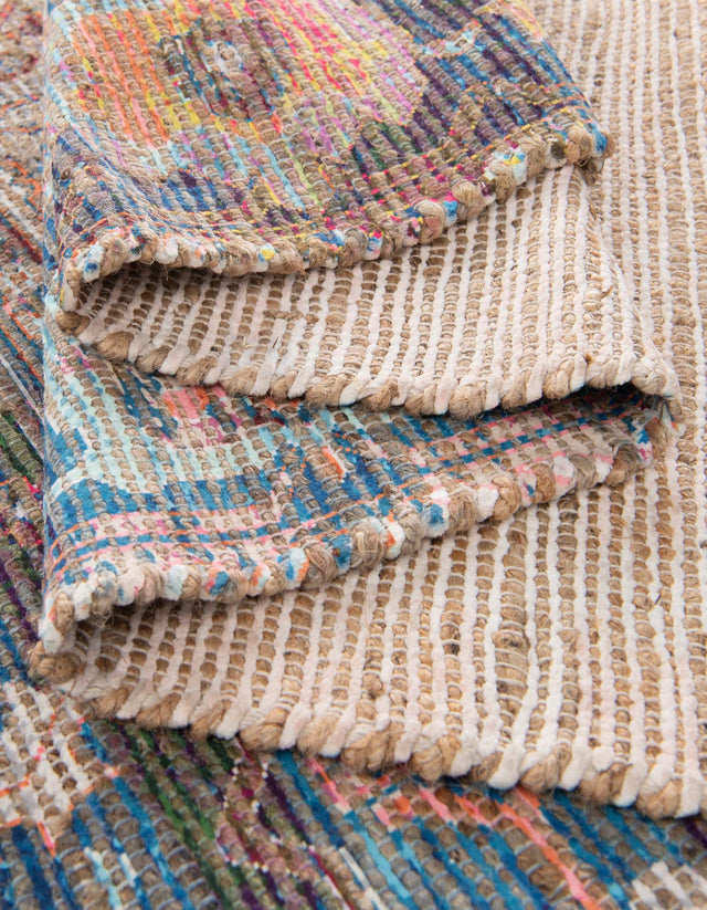 Multicolor 2' 2 x 6' 1 Chenille Jute Runner Area Rug Vintage Distressed Boho All Natural Eco-Friendly Sustainable Carpet for Living Dining Office Dorm Rooms for Sale at Rug Engine